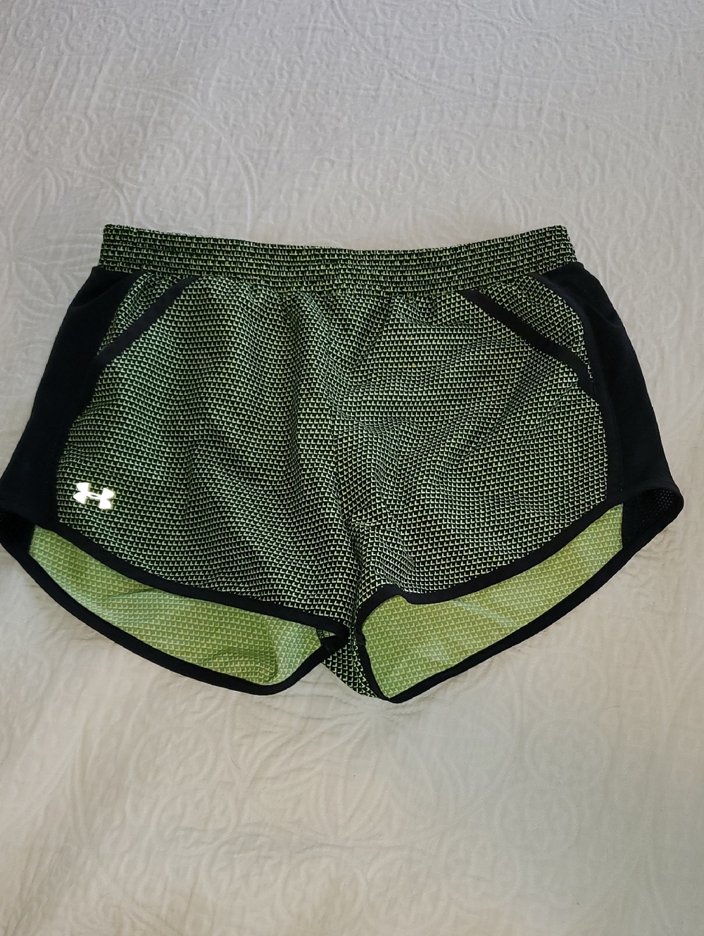 Under Armour Women's Green and Black Athletic Running Shorts